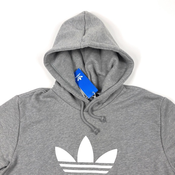 Adidas Trefoil Gray Pullover Hoodie Sweatshirt - Picture 4 of 13